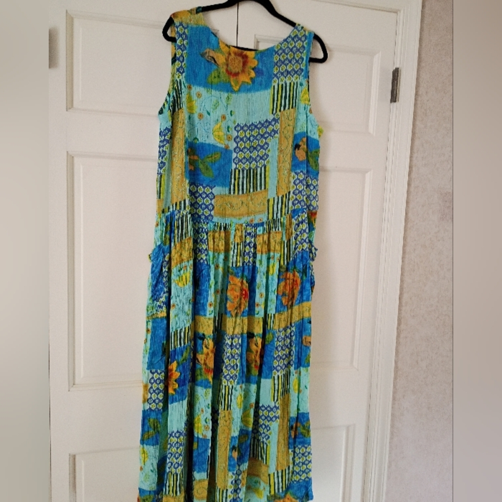 Colorful Boho Flowy Gauze Maxi Oversize Dress.Pit To Pit 23" - Picture 4 of 7